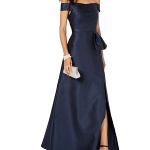 Adrianna Papell Mikado Off the Shoulder Pleated Dr